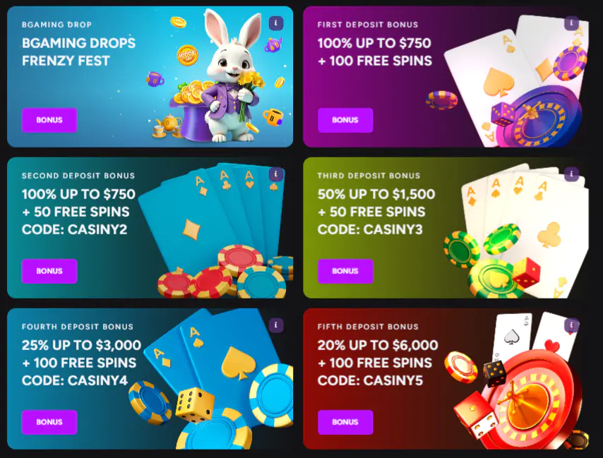 Bonuses at Casiny Casino